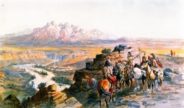 Planificación del ataque a la caravana 1900 Charles Marion Russell Pinturas al óleo